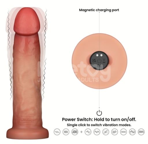 8.5" Vibrating Sliding Skin Pro II Silicone Dong