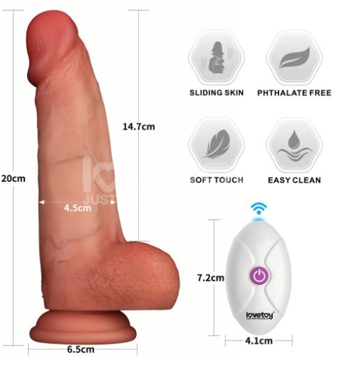 8" Vibrating Sliding Skin Pro II Silicone Dong
