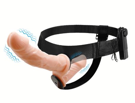 Dual Penis Strap On Vibrador Piel