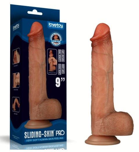 9'' Sliding Skin Pro Dual Layer Silicone Dong