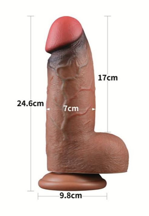 DILDO XXL PLATINO 25CM SILICONA DOBLE CAPA