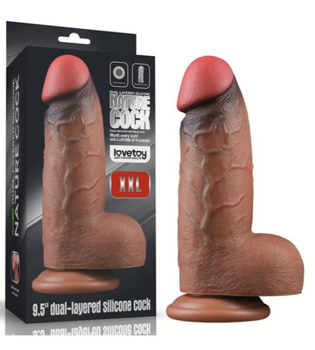 DILDO XXL PLATINO 25CM SILICONA DOBLE CAPA