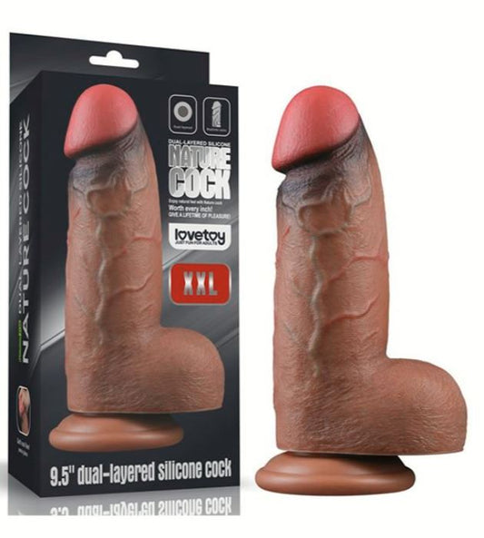 DILDO XXL PLATINO 25CM SILICONA DOBLE CAPA
