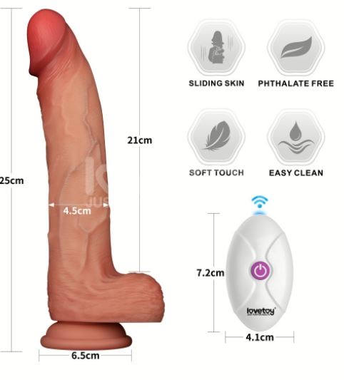 10" Vibrating Sliding Skin Pro II Silicone Dong