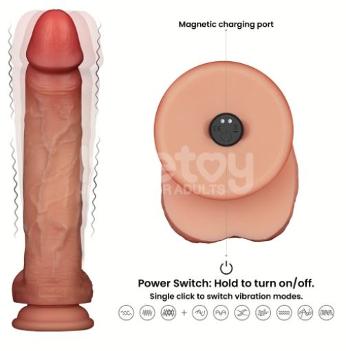 10" Vibrating Sliding Skin Pro II Silicone Dong