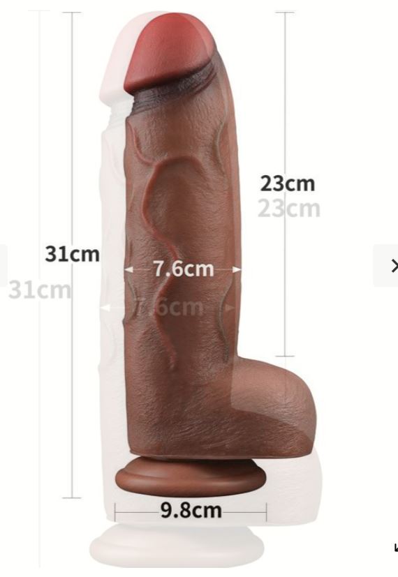 DILDO XXL PLATINO 31CM SILICONA DOBLE CAPA